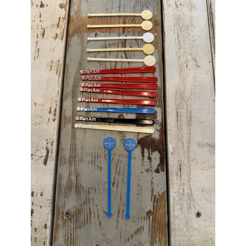 Vintage Lot of 15 AIRLINES Drink Cocktail Stirrers Swizzler Sticks DELTA, PAN AM